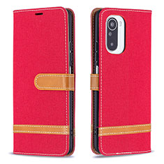 Coque Portefeuille Livre Cuir Etui Clapet B16F pour Xiaomi Redmi K40 Pro+ Plus 5G Rouge