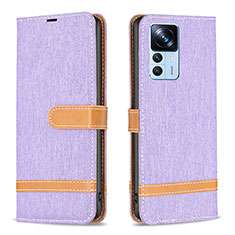 Coque Portefeuille Livre Cuir Etui Clapet B16F pour Xiaomi Redmi K50 Ultra 5G Violet Clair