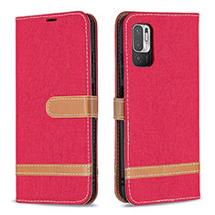 Coque Portefeuille Livre Cuir Etui Clapet B16F pour Xiaomi Redmi Note 10T 5G Rouge