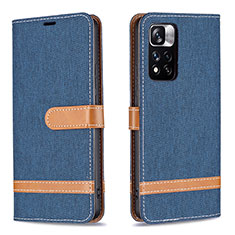 Coque Portefeuille Livre Cuir Etui Clapet B16F pour Xiaomi Redmi Note 11 Pro+ Plus 5G Bleu Royal