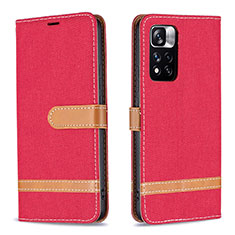 Coque Portefeuille Livre Cuir Etui Clapet B16F pour Xiaomi Redmi Note 11 Pro+ Plus 5G Rouge
