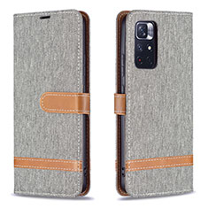 Coque Portefeuille Livre Cuir Etui Clapet B16F pour Xiaomi Redmi Note 11S 5G Gris