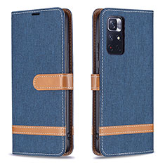 Coque Portefeuille Livre Cuir Etui Clapet B16F pour Xiaomi Redmi Note 11T 5G Bleu Royal