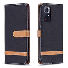 Coque Portefeuille Livre Cuir Etui Clapet B16F pour Xiaomi Redmi Note 11T 5G Noir