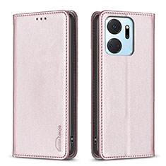 Coque Portefeuille Livre Cuir Etui Clapet B17F pour Huawei Honor X7a Or Rose