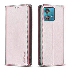 Coque Portefeuille Livre Cuir Etui Clapet B17F pour Motorola Moto Edge 40 Neo 5G Or Rose