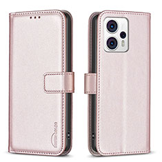 Coque Portefeuille Livre Cuir Etui Clapet B17F pour Motorola Moto G13 Or Rose