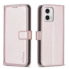 Coque Portefeuille Livre Cuir Etui Clapet B17F pour Motorola Moto G73 5G Or Rose