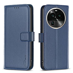 Coque Portefeuille Livre Cuir Etui Clapet B17F pour Oppo Find X6 5G Bleu