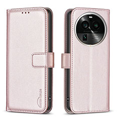 Coque Portefeuille Livre Cuir Etui Clapet B17F pour Oppo Find X6 5G Or Rose