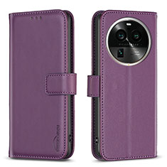 Coque Portefeuille Livre Cuir Etui Clapet B17F pour Oppo Find X6 Pro 5G Violet