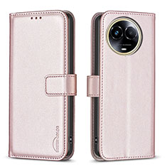 Coque Portefeuille Livre Cuir Etui Clapet B17F pour Realme 11 5G Or Rose