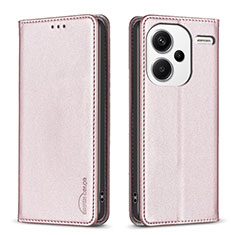 Coque Portefeuille Livre Cuir Etui Clapet B17F pour Xiaomi Redmi Note 13 Pro+ Plus 5G Or Rose