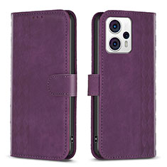 Coque Portefeuille Livre Cuir Etui Clapet B21F pour Motorola Moto G13 Violet