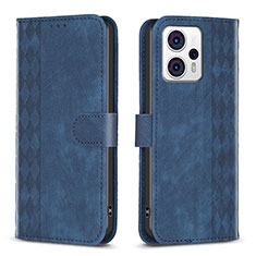 Coque Portefeuille Livre Cuir Etui Clapet B21F pour Motorola Moto G23 Bleu