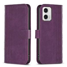 Coque Portefeuille Livre Cuir Etui Clapet B21F pour Motorola Moto G73 5G Violet