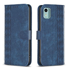 Coque Portefeuille Livre Cuir Etui Clapet B21F pour Nokia C12 Bleu