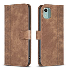 Coque Portefeuille Livre Cuir Etui Clapet B21F pour Nokia C12 Marron