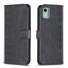 Coque Portefeuille Livre Cuir Etui Clapet B21F pour Nokia C12 Plus Noir