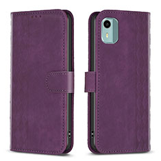 Coque Portefeuille Livre Cuir Etui Clapet B21F pour Nokia C12 Plus Violet