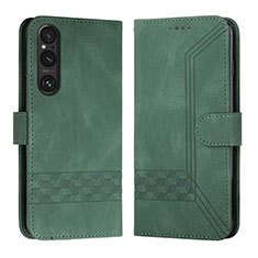 Coque Portefeuille Livre Cuir Etui Clapet B21F pour Sony Xperia 1 V Vert