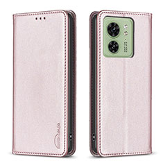 Coque Portefeuille Livre Cuir Etui Clapet B22F pour Motorola Moto Edge (2023) 5G Or Rose