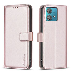 Coque Portefeuille Livre Cuir Etui Clapet B22F pour Motorola Moto Edge 40 Neo 5G Or Rose