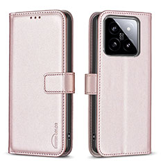 Coque Portefeuille Livre Cuir Etui Clapet B22F pour Xiaomi Mi 14 5G Or Rose