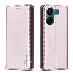 Coque Portefeuille Livre Cuir Etui Clapet B22F pour Xiaomi Redmi 13C Or Rose