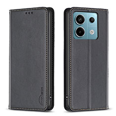 Coque Portefeuille Livre Cuir Etui Clapet B22F pour Xiaomi Redmi Note 13 Pro 5G Noir