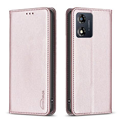 Coque Portefeuille Livre Cuir Etui Clapet B23F pour Motorola Moto E13 Or Rose