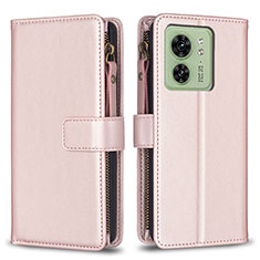 Coque Portefeuille Livre Cuir Etui Clapet B23F pour Motorola Moto Edge (2023) 5G Or Rose