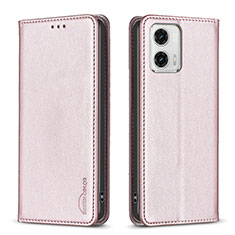 Coque Portefeuille Livre Cuir Etui Clapet B23F pour Motorola Moto G73 5G Or Rose