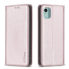 Coque Portefeuille Livre Cuir Etui Clapet B23F pour Nokia C12 Plus Or Rose