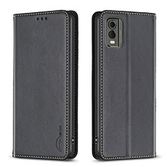 Coque Portefeuille Livre Cuir Etui Clapet B23F pour Nokia C210 Noir