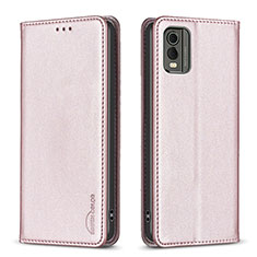 Coque Portefeuille Livre Cuir Etui Clapet B23F pour Nokia C32 Or Rose