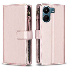 Coque Portefeuille Livre Cuir Etui Clapet B23F pour Xiaomi Poco C65 Or Rose