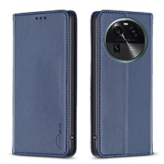 Coque Portefeuille Livre Cuir Etui Clapet B24F pour Oppo Find X6 5G Bleu