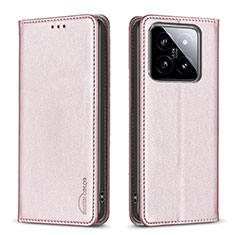 Coque Portefeuille Livre Cuir Etui Clapet B24F pour Xiaomi Mi 14 5G Or Rose