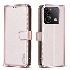 Coque Portefeuille Livre Cuir Etui Clapet B24F pour Xiaomi Redmi Note 13 5G Or Rose