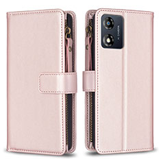 Coque Portefeuille Livre Cuir Etui Clapet B25F pour Motorola Moto E13 Or Rose