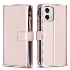 Coque Portefeuille Livre Cuir Etui Clapet B25F pour Motorola Moto G73 5G Or Rose