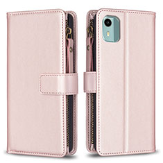 Coque Portefeuille Livre Cuir Etui Clapet B25F pour Nokia C12 Plus Or Rose