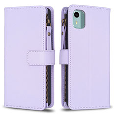 Coque Portefeuille Livre Cuir Etui Clapet B25F pour Nokia C12 Plus Violet Clair