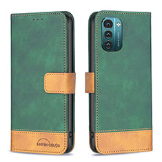 Coque Portefeuille Livre Cuir Etui Clapet B25F pour Nokia G21 Vert