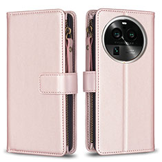 Coque Portefeuille Livre Cuir Etui Clapet B26F pour Oppo Find X6 5G Or Rose