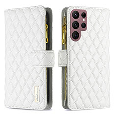 Coque Portefeuille Livre Cuir Etui Clapet BF1 pour Samsung Galaxy S22 Ultra 5G Blanc