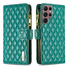 Coque Portefeuille Livre Cuir Etui Clapet BF1 pour Samsung Galaxy S22 Ultra 5G Vert