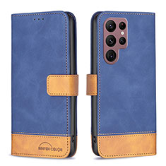 Coque Portefeuille Livre Cuir Etui Clapet BF1 pour Samsung Galaxy S23 Ultra 5G Bleu