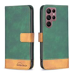 Coque Portefeuille Livre Cuir Etui Clapet BF1 pour Samsung Galaxy S23 Ultra 5G Vert